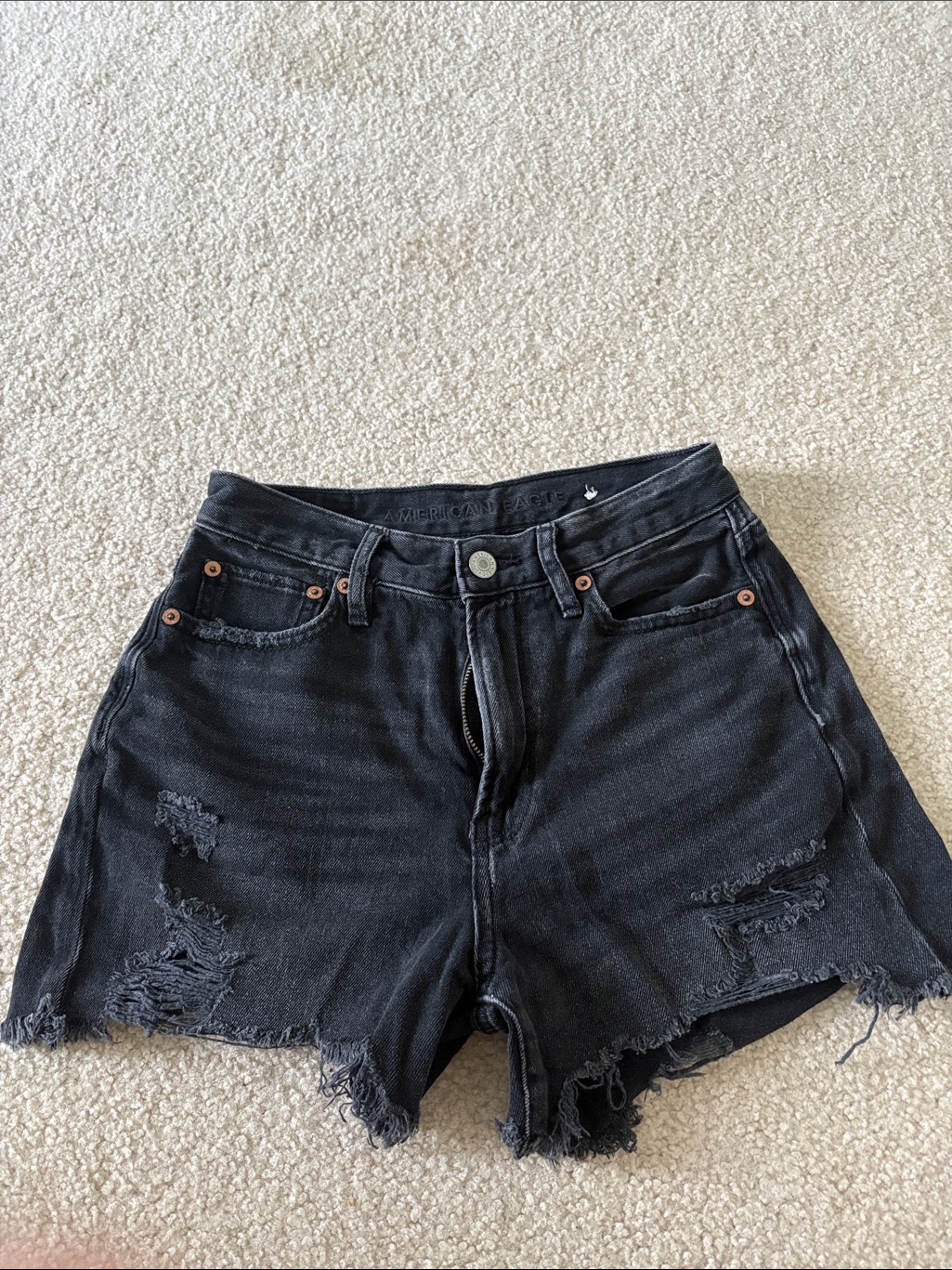 American Eagle Outfitters Black Distressed Jean Shorts